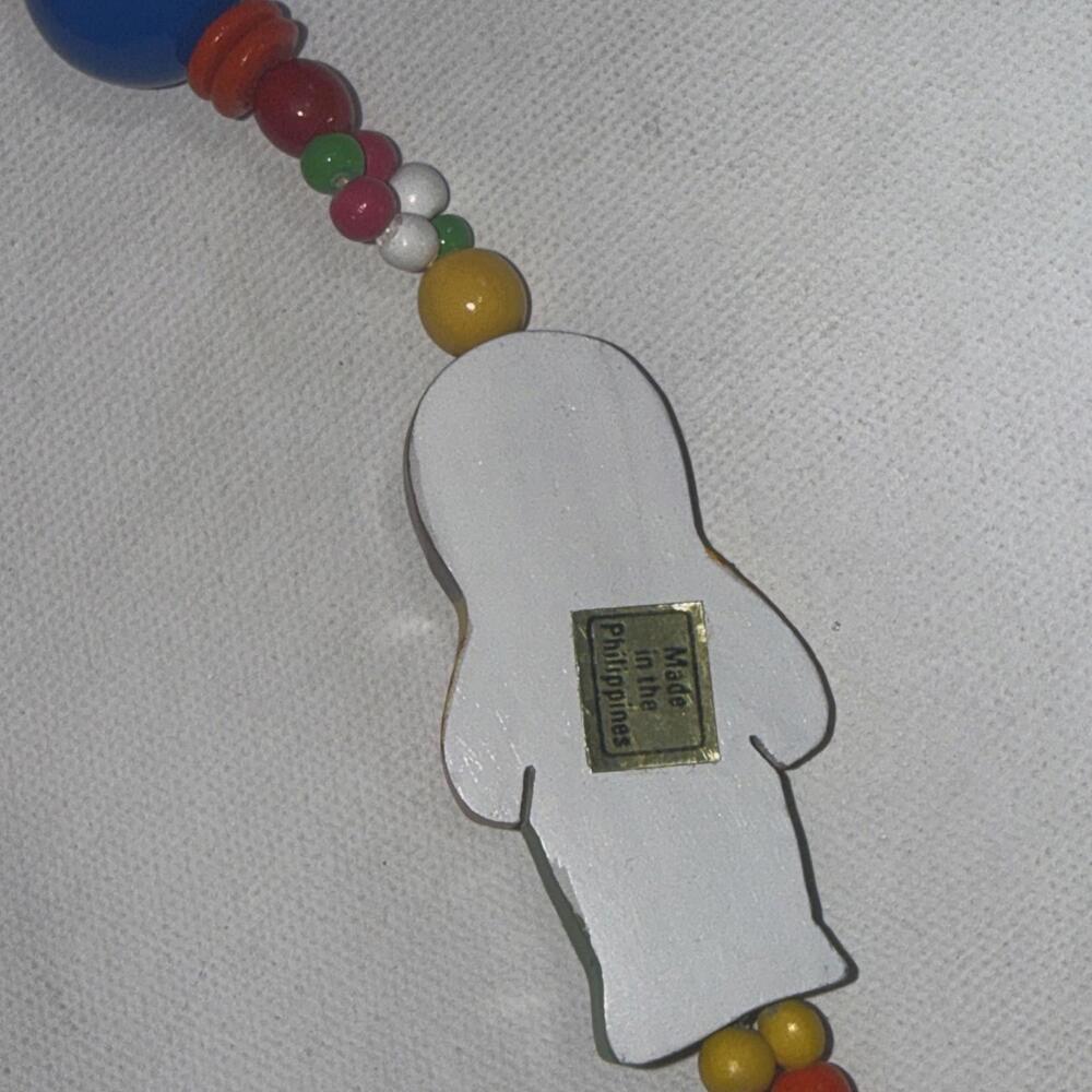 Vintage Inspire Wooden Hand Painted Children World School Globe Teacher Necklace - Picture 3 of 6
